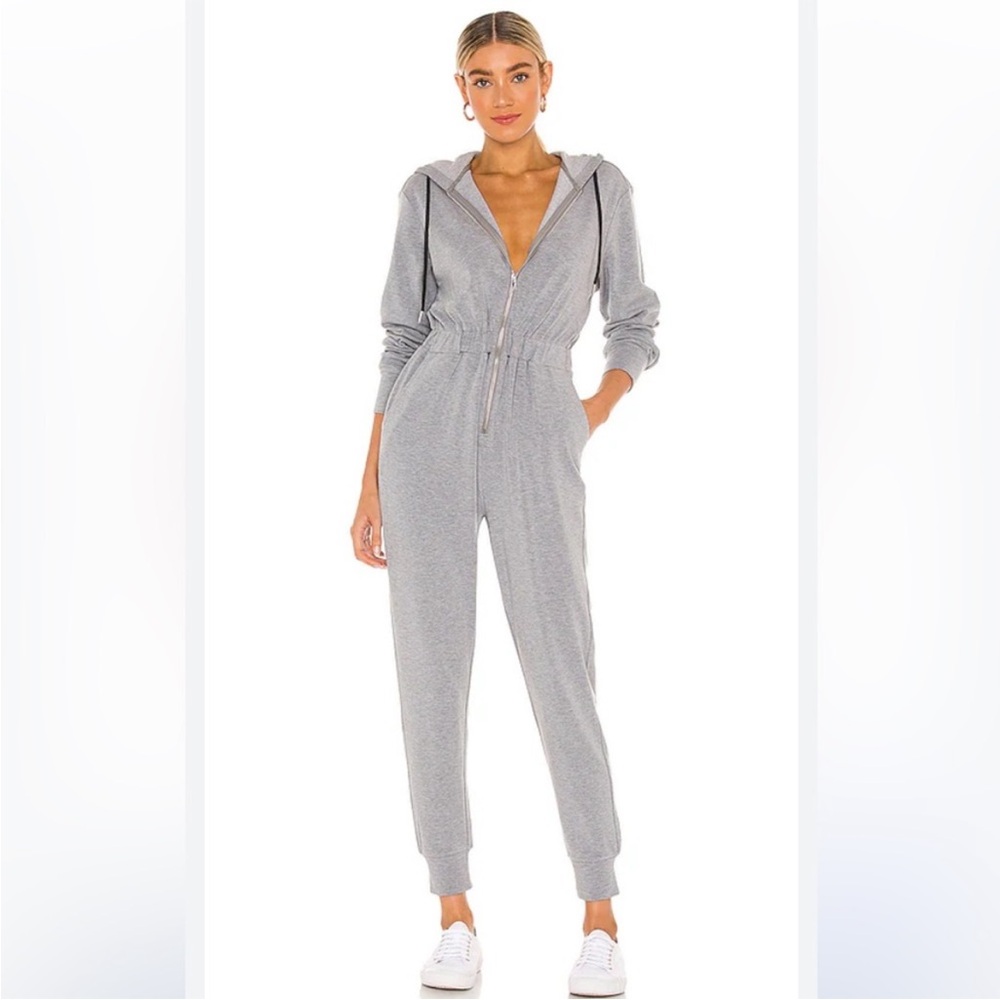 WeWoreWhat Light Grey Hooded Lounge Jumpsuit